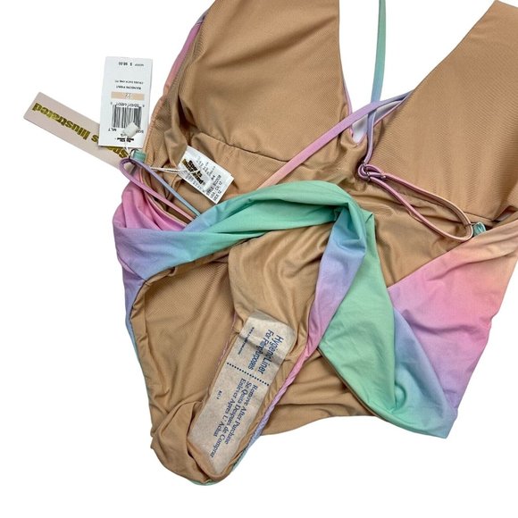 Sports Illustrated Rainbow Print One Piece Swimsuit Size 12 Plunge Neck Maillot - Picture 9 of 9